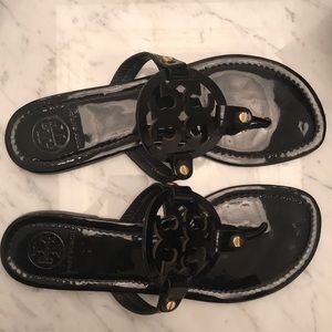 Tory Burch Black Patent Miller Flip Flops